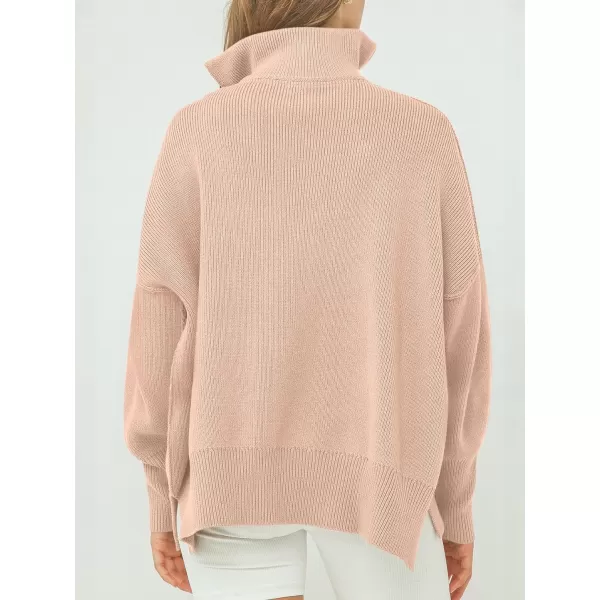 Caracilia Women's Oversized Sweater 2023 1/4 Zipper Collar Long Sleeve Drop Shoulder Slouchy Pullover Top
