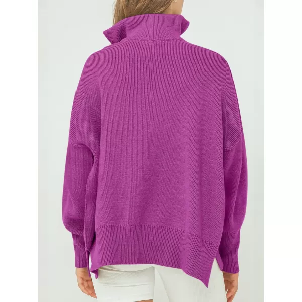 Caracilia Women's Oversized Sweater 2023 1/4 Zipper Collar Long Sleeve Drop Shoulder Slouchy Pullover Top