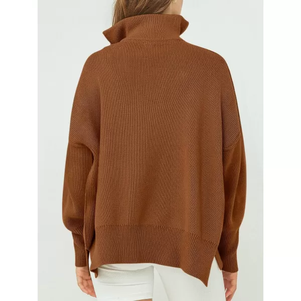 Caracilia Women's Oversized Sweater 2023 1/4 Zipper Collar Long Sleeve Drop Shoulder Slouchy Pullover Top