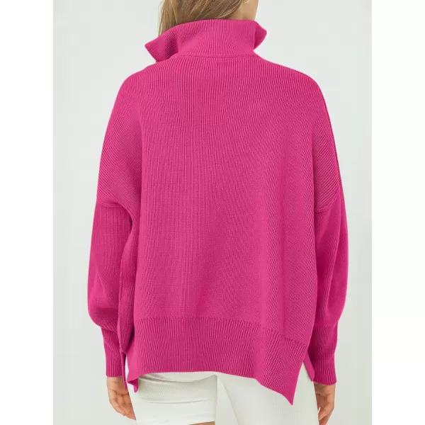 Caracilia Women's Oversized Sweater 2023 1/4 Zipper Collar Long Sleeve Drop Shoulder Slouchy Pullover Top
