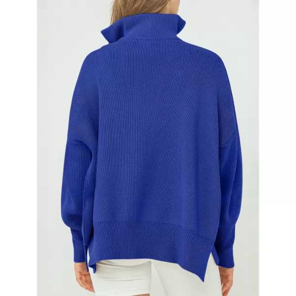 Caracilia Women's Oversized Sweater 2023 1/4 Zipper Collar Long Sleeve Drop Shoulder Slouchy Pullover Top