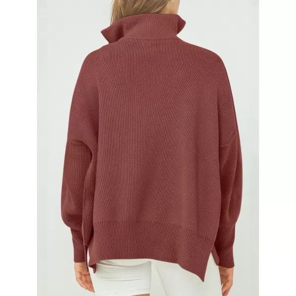 Caracilia Women's Oversized Sweater 2023 1/4 Zipper Collar Long Sleeve Drop Shoulder Slouchy Pullover Top