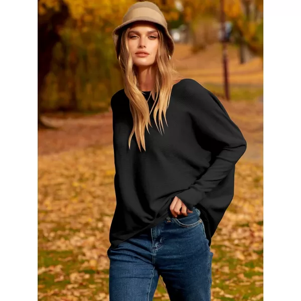 Caracilia Women's Oversized Sweater Boat Neck Long Batwing Sleeve Off Shoulder Knit Pullover Top 2023 Fall Trendy Tunic