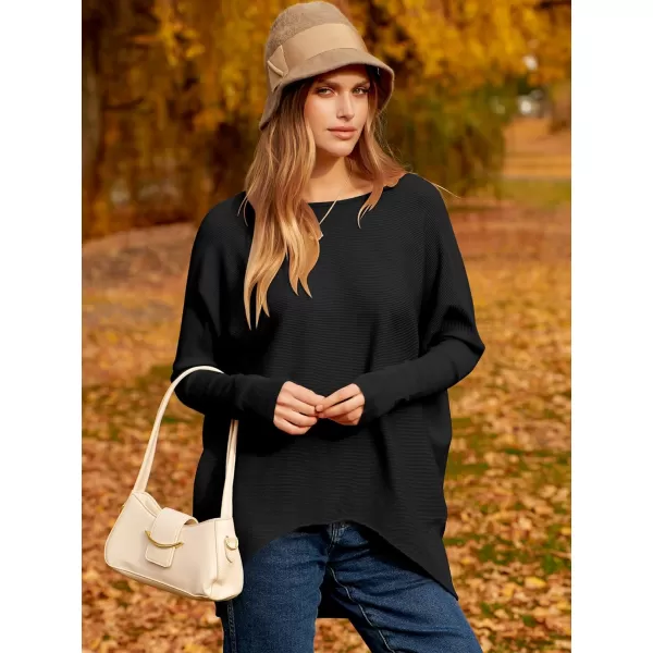 Caracilia Women's Oversized Sweater Boat Neck Long Batwing Sleeve Off Shoulder Knit Pullover Top 2023 Fall Trendy Tunic