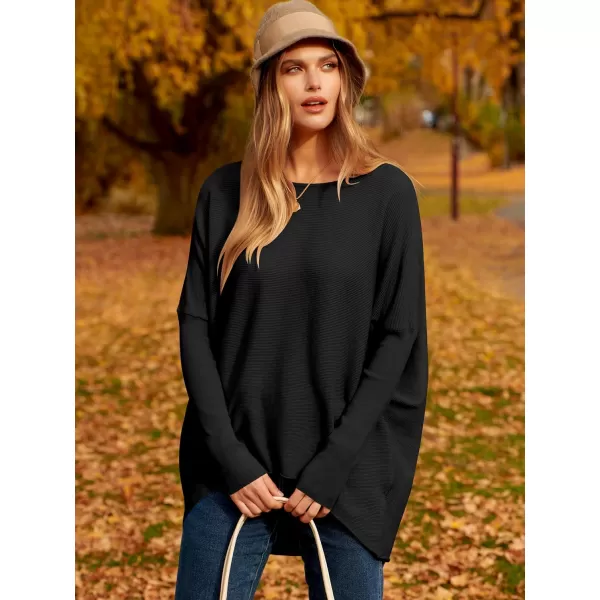 Caracilia Women's Oversized Sweater Boat Neck Long Batwing Sleeve Off Shoulder Knit Pullover Top 2023 Fall Trendy Tunic