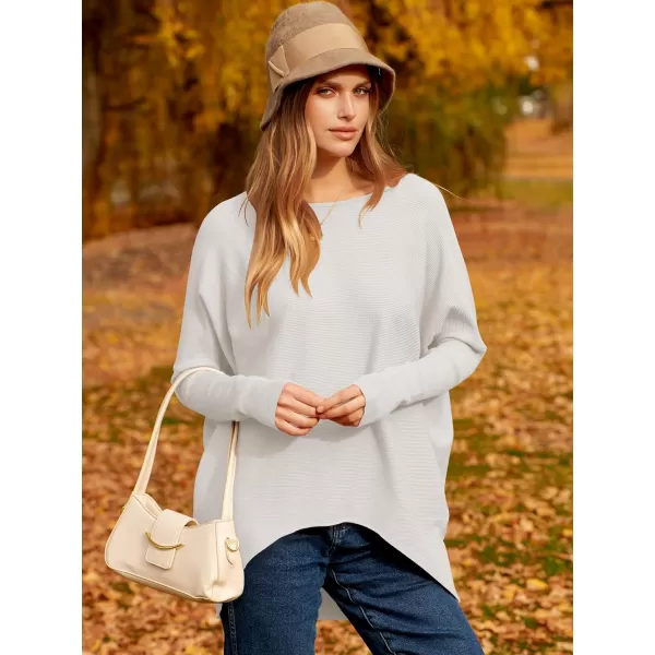 Caracilia Women's Oversized Sweater Boat Neck Long Batwing Sleeve Off Shoulder Knit Pullover Top 2023 Fall Trendy Tunic