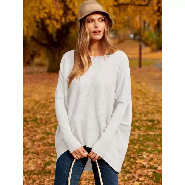 Caracilia Women's Oversized Sweater Boat Neck Long Batwing Sleeve Off Shoulder Knit Pullover Top 2023 Fall Trendy Tunic