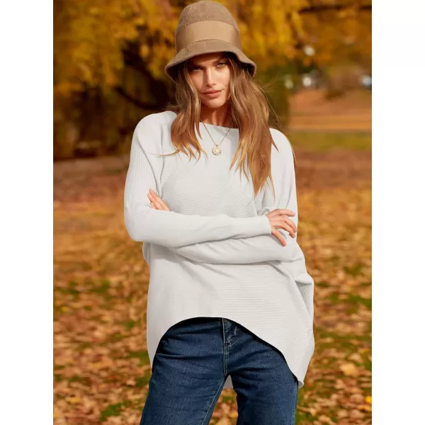 Caracilia Women's Oversized Sweater Boat Neck Long Batwing Sleeve Off Shoulder Knit Pullover Top 2023 Fall Trendy Tunic