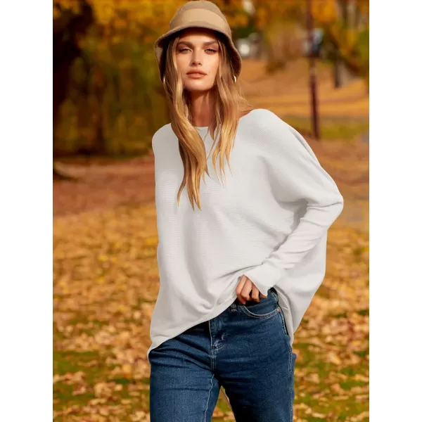 Caracilia Women's Oversized Sweater Boat Neck Long Batwing Sleeve Off Shoulder Knit Pullover Top 2023 Fall Trendy Tunic