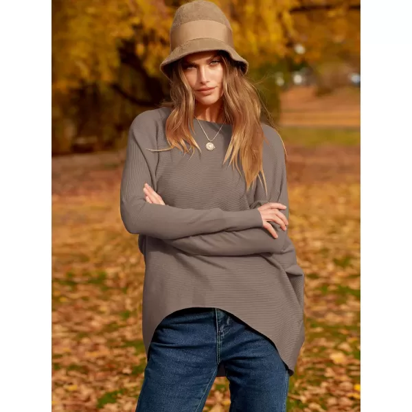Caracilia Women's Oversized Sweater Boat Neck Long Batwing Sleeve Off Shoulder Knit Pullover Top 2023 Fall Trendy Tunic