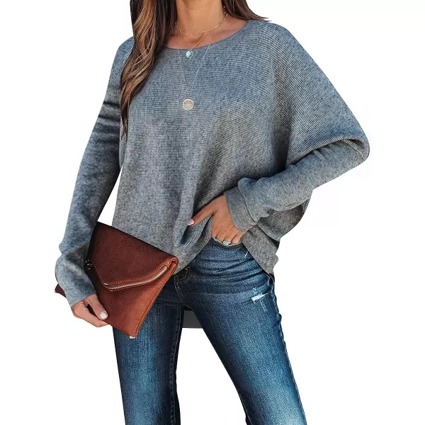 Caracilia Women's Oversized Sweater Boat Neck Long Batwing Sleeve Off Shoulder Knit Pullover Top 2023 Fall Trendy Tunic