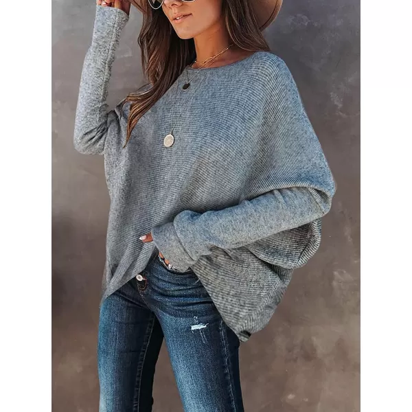 Caracilia Women's Oversized Sweater Boat Neck Long Batwing Sleeve Off Shoulder Knit Pullover Top 2023 Fall Trendy Tunic