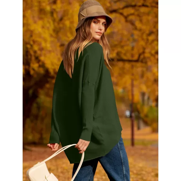 Caracilia Women's Oversized Sweater Boat Neck Long Batwing Sleeve Off Shoulder Knit Pullover Top 2023 Fall Trendy Tunic