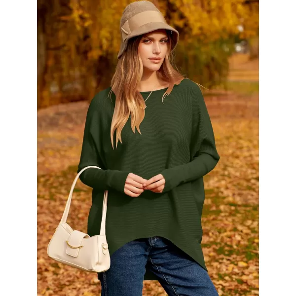 Caracilia Women's Oversized Sweater Boat Neck Long Batwing Sleeve Off Shoulder Knit Pullover Top 2023 Fall Trendy Tunic