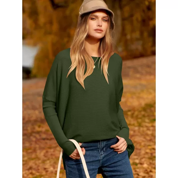 Caracilia Women's Oversized Sweater Boat Neck Long Batwing Sleeve Off Shoulder Knit Pullover Top 2023 Fall Trendy Tunic
