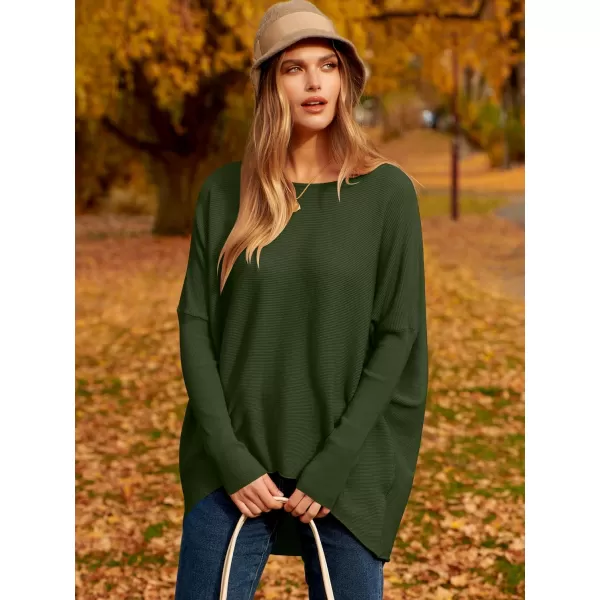 Caracilia Women's Oversized Sweater Boat Neck Long Batwing Sleeve Off Shoulder Knit Pullover Top 2023 Fall Trendy Tunic
