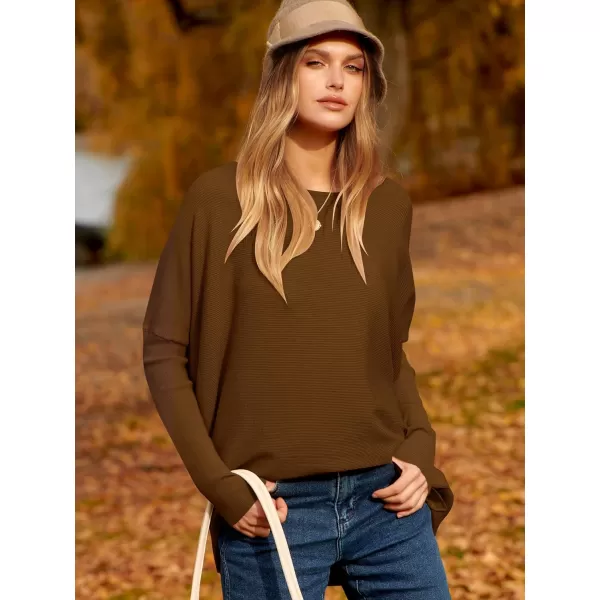 Caracilia Women's Oversized Sweater Boat Neck Long Batwing Sleeve Off Shoulder Knit Pullover Top 2023 Fall Trendy Tunic