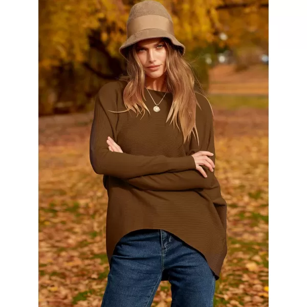 Caracilia Women's Oversized Sweater Boat Neck Long Batwing Sleeve Off Shoulder Knit Pullover Top 2023 Fall Trendy Tunic