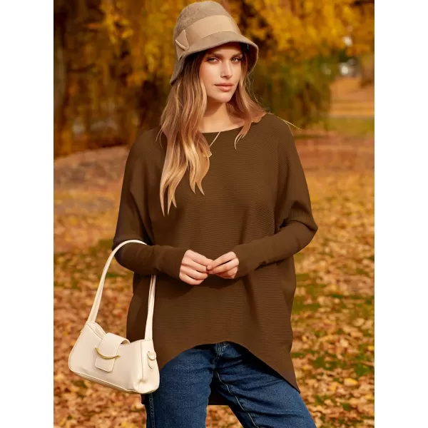 Caracilia Women's Oversized Sweater Boat Neck Long Batwing Sleeve Off Shoulder Knit Pullover Top 2023 Fall Trendy Tunic
