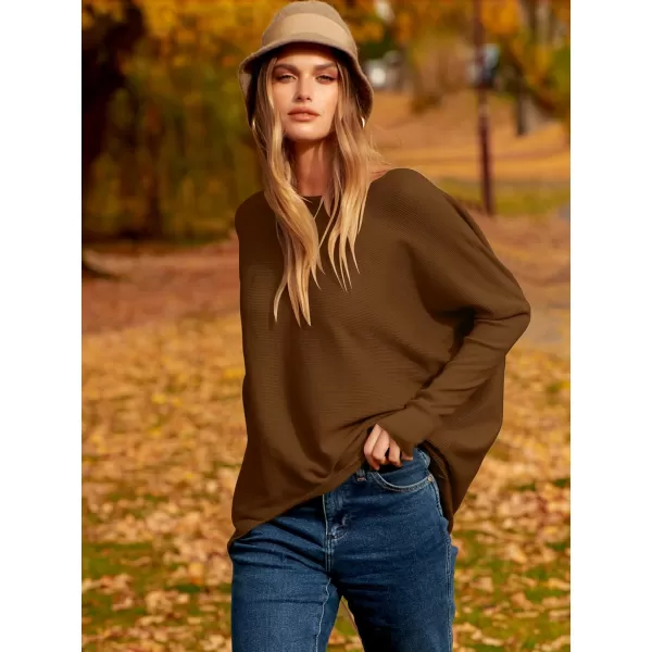Caracilia Women's Oversized Sweater Boat Neck Long Batwing Sleeve Off Shoulder Knit Pullover Top 2023 Fall Trendy Tunic