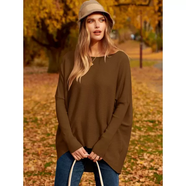 Caracilia Women's Oversized Sweater Boat Neck Long Batwing Sleeve Off Shoulder Knit Pullover Top 2023 Fall Trendy Tunic
