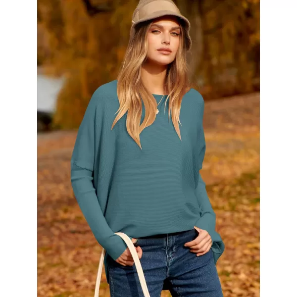 Caracilia Women's Oversized Sweater Boat Neck Long Batwing Sleeve Off Shoulder Knit Pullover Top 2023 Fall Trendy Tunic