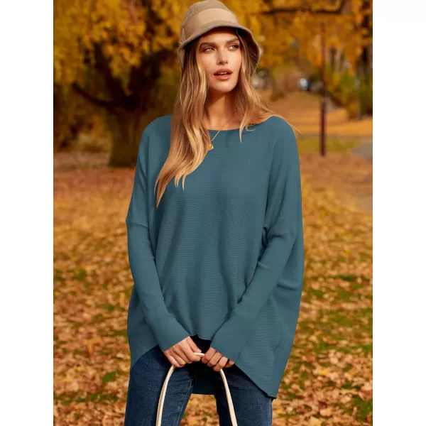 Caracilia Women's Oversized Sweater Boat Neck Long Batwing Sleeve Off Shoulder Knit Pullover Top 2023 Fall Trendy Tunic