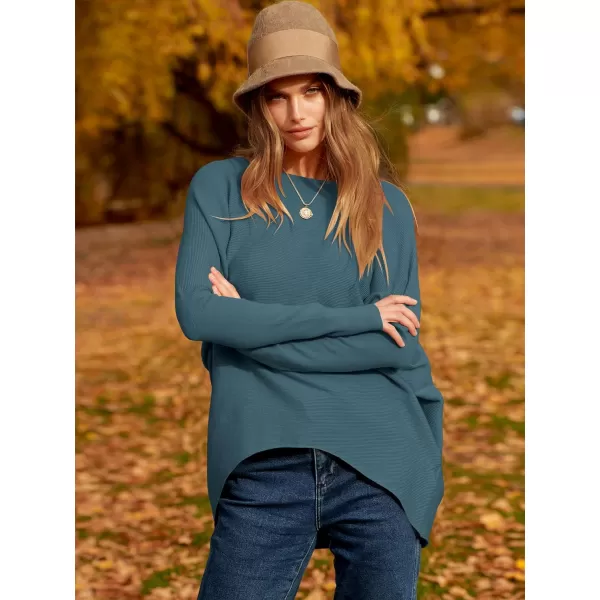 Caracilia Women's Oversized Sweater Boat Neck Long Batwing Sleeve Off Shoulder Knit Pullover Top 2023 Fall Trendy Tunic
