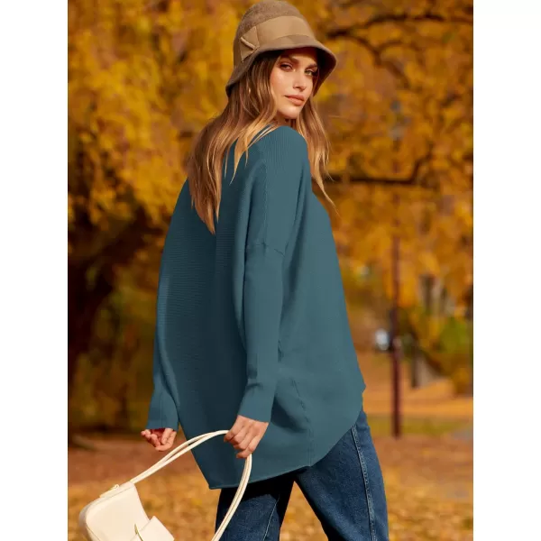 Caracilia Women's Oversized Sweater Boat Neck Long Batwing Sleeve Off Shoulder Knit Pullover Top 2023 Fall Trendy Tunic
