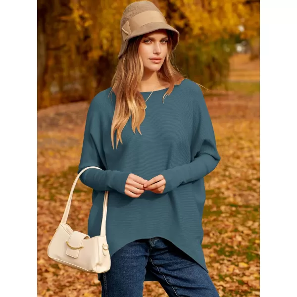 Caracilia Women's Oversized Sweater Boat Neck Long Batwing Sleeve Off Shoulder Knit Pullover Top 2023 Fall Trendy Tunic