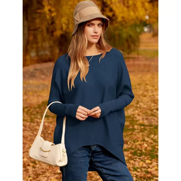 Caracilia Women's Oversized Sweater Boat Neck Long Batwing Sleeve Off Shoulder Knit Pullover Top 2023 Fall Trendy Tunic