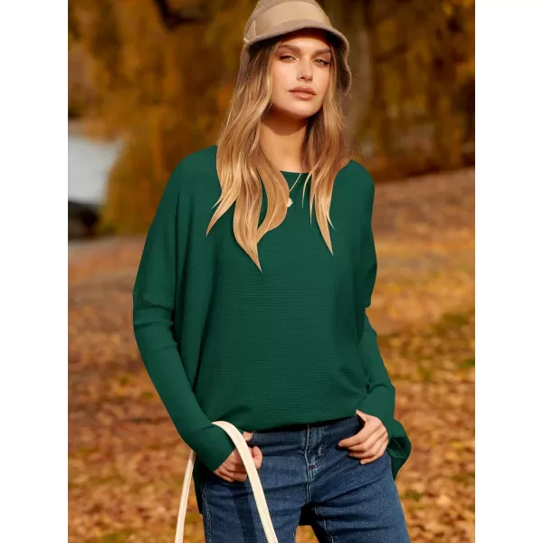 Caracilia Women's Oversized Sweater Boat Neck Long Batwing Sleeve Off Shoulder Knit Pullover Top 2023 Fall Trendy Tunic