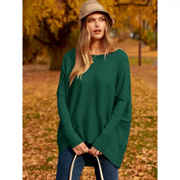 Caracilia Women's Oversized Sweater Boat Neck Long Batwing Sleeve Off Shoulder Knit Pullover Top 2023 Fall Trendy Tunic
