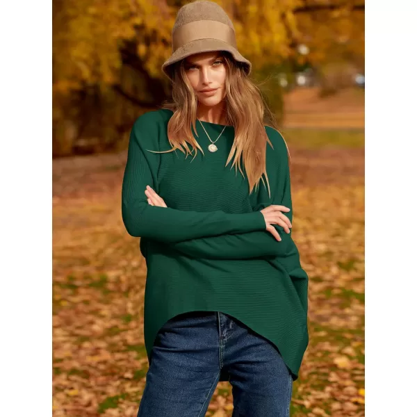 Caracilia Women's Oversized Sweater Boat Neck Long Batwing Sleeve Off Shoulder Knit Pullover Top 2023 Fall Trendy Tunic