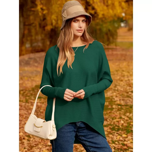 Caracilia Women's Oversized Sweater Boat Neck Long Batwing Sleeve Off Shoulder Knit Pullover Top 2023 Fall Trendy Tunic