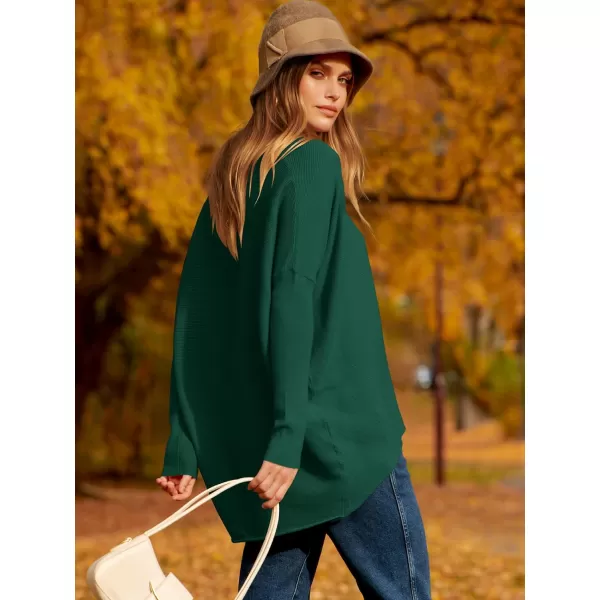Caracilia Women's Oversized Sweater Boat Neck Long Batwing Sleeve Off Shoulder Knit Pullover Top 2023 Fall Trendy Tunic