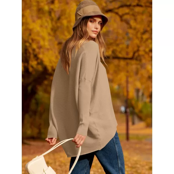 Caracilia Women's Oversized Sweater Boat Neck Long Batwing Sleeve Off Shoulder Knit Pullover Top 2023 Fall Trendy Tunic