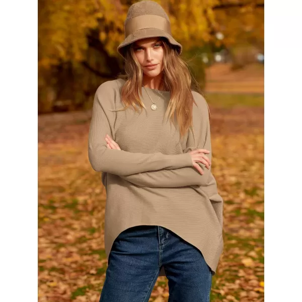 Caracilia Women's Oversized Sweater Boat Neck Long Batwing Sleeve Off Shoulder Knit Pullover Top 2023 Fall Trendy Tunic