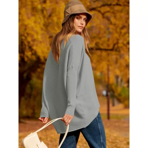 Caracilia Women's Oversized Sweater Boat Neck Long Batwing Sleeve Off Shoulder Knit Pullover Top 2023 Fall Trendy Tunic