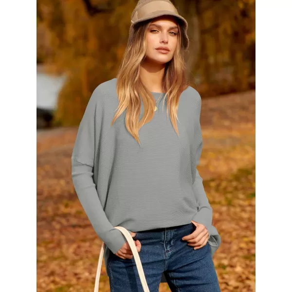 Caracilia Women's Oversized Sweater Boat Neck Long Batwing Sleeve Off Shoulder Knit Pullover Top 2023 Fall Trendy Tunic