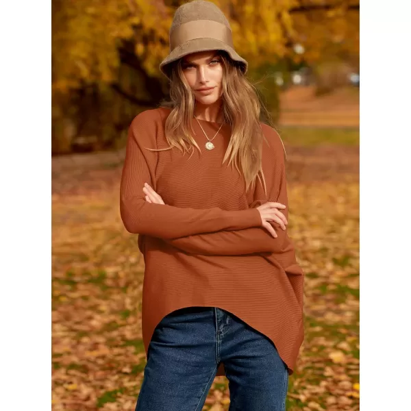 Caracilia Women's Oversized Sweater Boat Neck Long Batwing Sleeve Off Shoulder Knit Pullover Top 2023 Fall Trendy Tunic