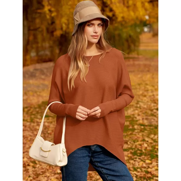 Caracilia Women's Oversized Sweater Boat Neck Long Batwing Sleeve Off Shoulder Knit Pullover Top 2023 Fall Trendy Tunic