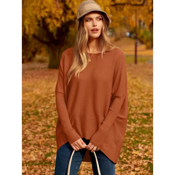 Caracilia Women's Oversized Sweater Boat Neck Long Batwing Sleeve Off Shoulder Knit Pullover Top 2023 Fall Trendy Tunic