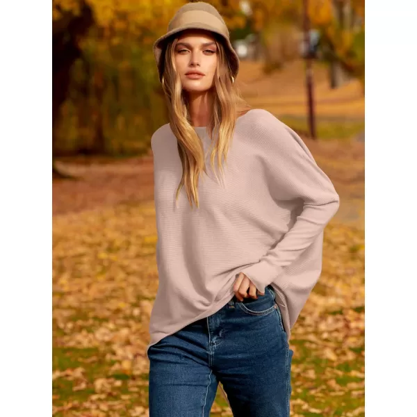 Caracilia Women's Oversized Sweater Boat Neck Long Batwing Sleeve Off Shoulder Knit Pullover Top 2023 Fall Trendy Tunic