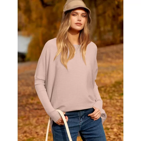 Caracilia Women's Oversized Sweater Boat Neck Long Batwing Sleeve Off Shoulder Knit Pullover Top 2023 Fall Trendy Tunic