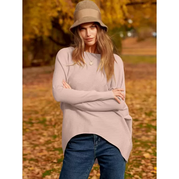 Caracilia Women's Oversized Sweater Boat Neck Long Batwing Sleeve Off Shoulder Knit Pullover Top 2023 Fall Trendy Tunic