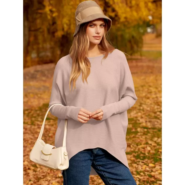 Caracilia Women's Oversized Sweater Boat Neck Long Batwing Sleeve Off Shoulder Knit Pullover Top 2023 Fall Trendy Tunic