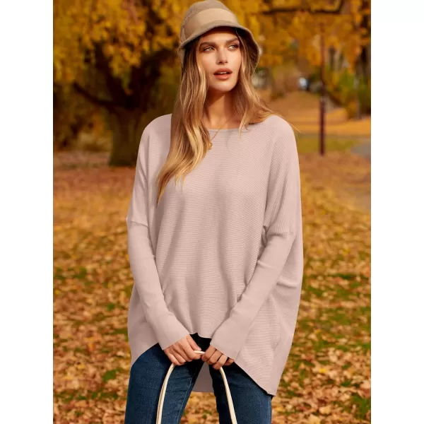 Caracilia Women's Oversized Sweater Boat Neck Long Batwing Sleeve Off Shoulder Knit Pullover Top 2023 Fall Trendy Tunic