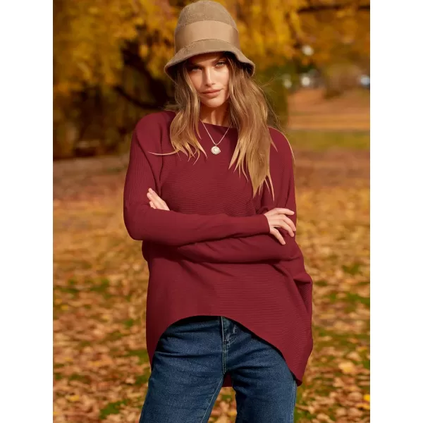 Caracilia Women's Oversized Sweater Boat Neck Long Batwing Sleeve Off Shoulder Knit Pullover Top 2023 Fall Trendy Tunic
