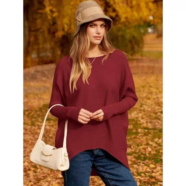 Caracilia Women's Oversized Sweater Boat Neck Long Batwing Sleeve Off Shoulder Knit Pullover Top 2023 Fall Trendy Tunic